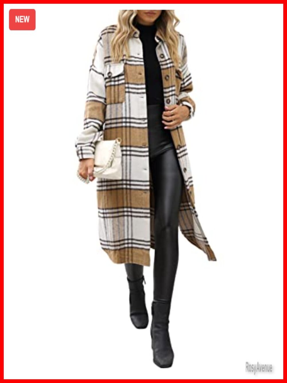 Plaid Flannel Trench Coat Button Down Long Shacket
